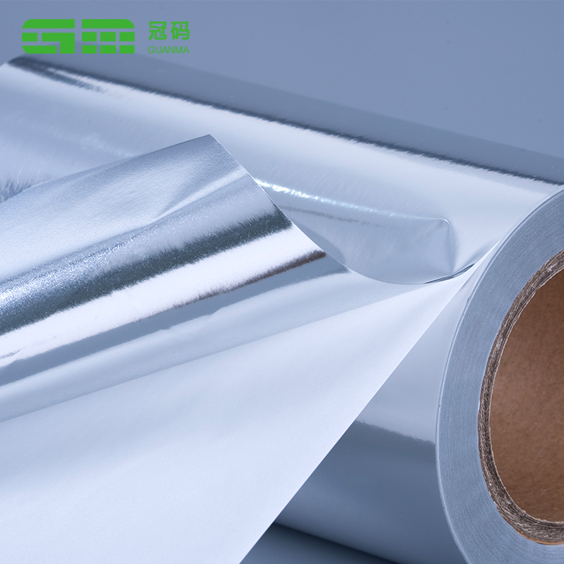 50mic lesklý stříbrný PP samolepicí papír Jumbo role s lepidlem na pneumatiky